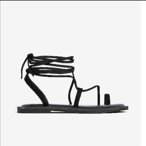 Express Faux Suede Toe Ring Lace-Up Sandals